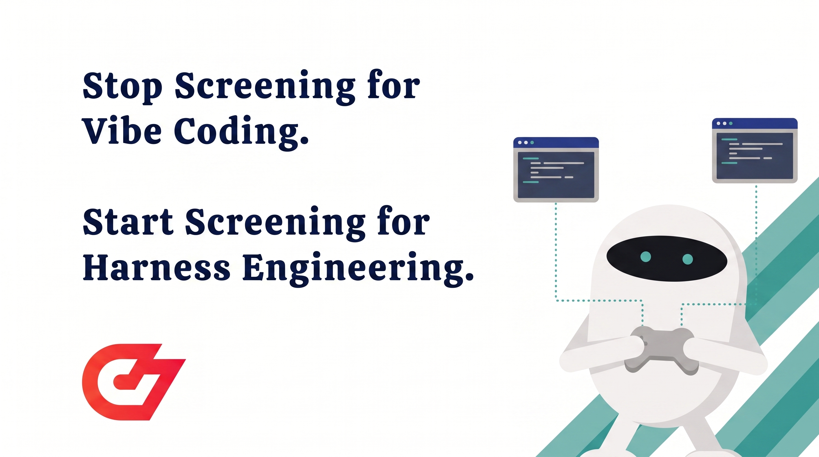 CodeSubmit editorial illustration for an AI voice interview that confirms a developer understands the code they shipped
