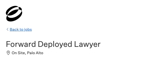 Original Eudia job-page header naming its lawyer role and Palo Alto location.
